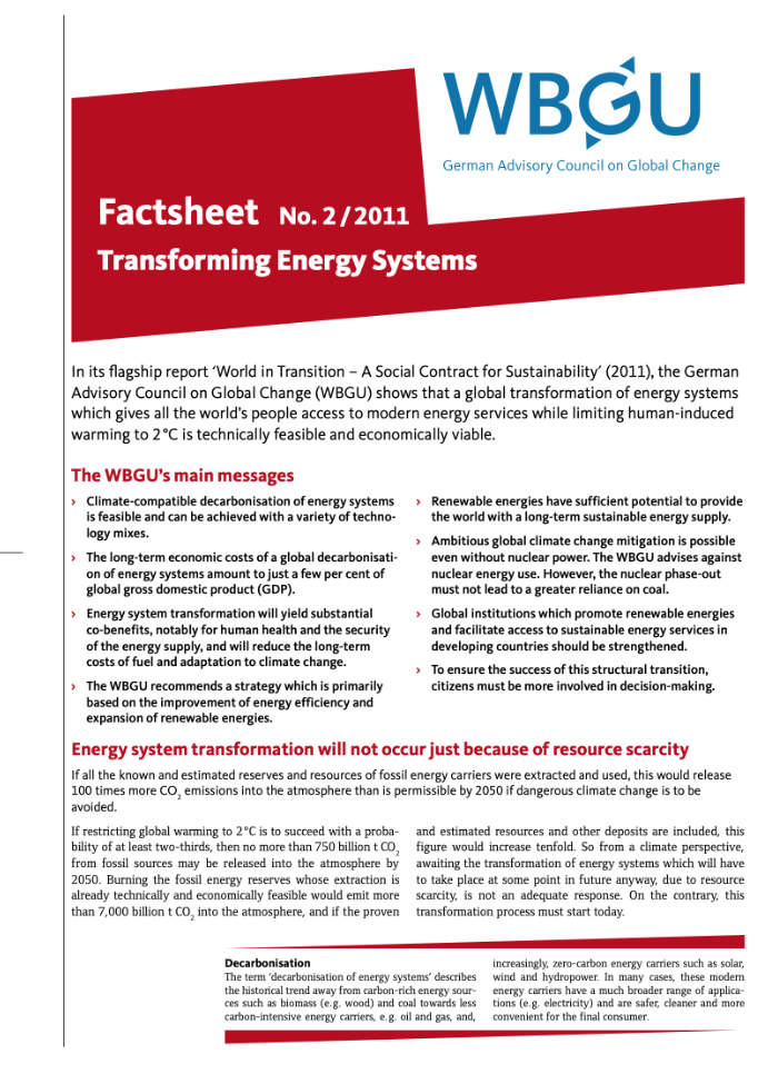 Factsheet: Transforming Energy Systems