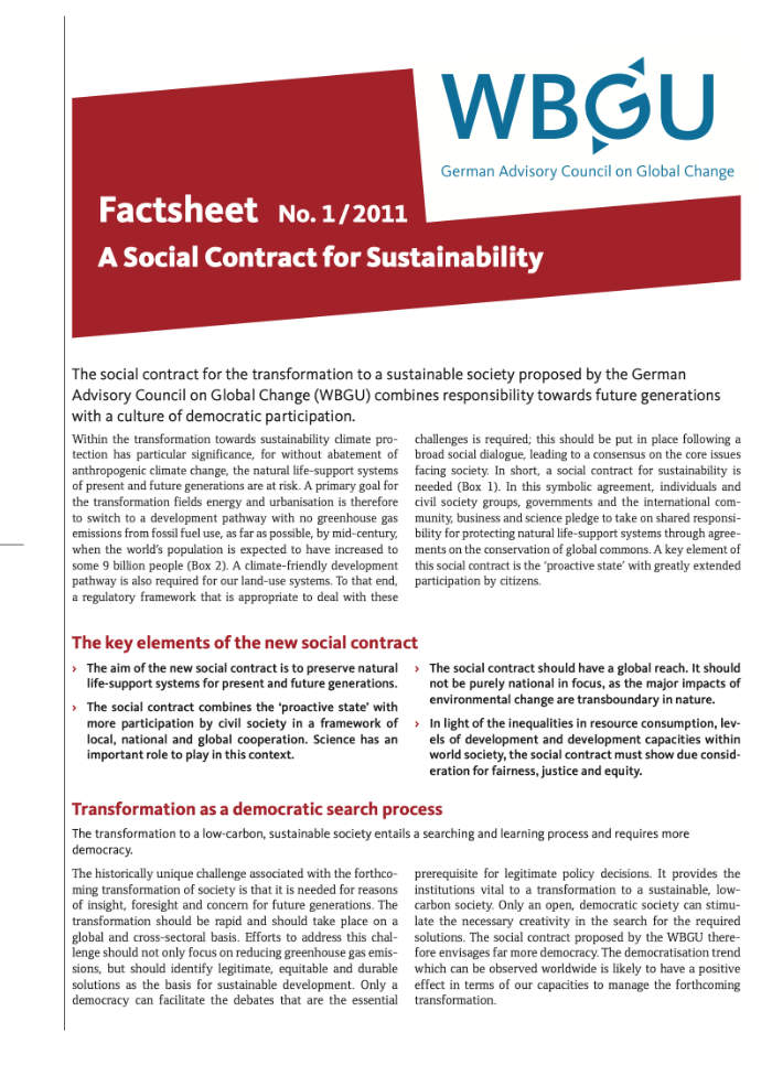 Factsheet: A Social Contract for Sustainability