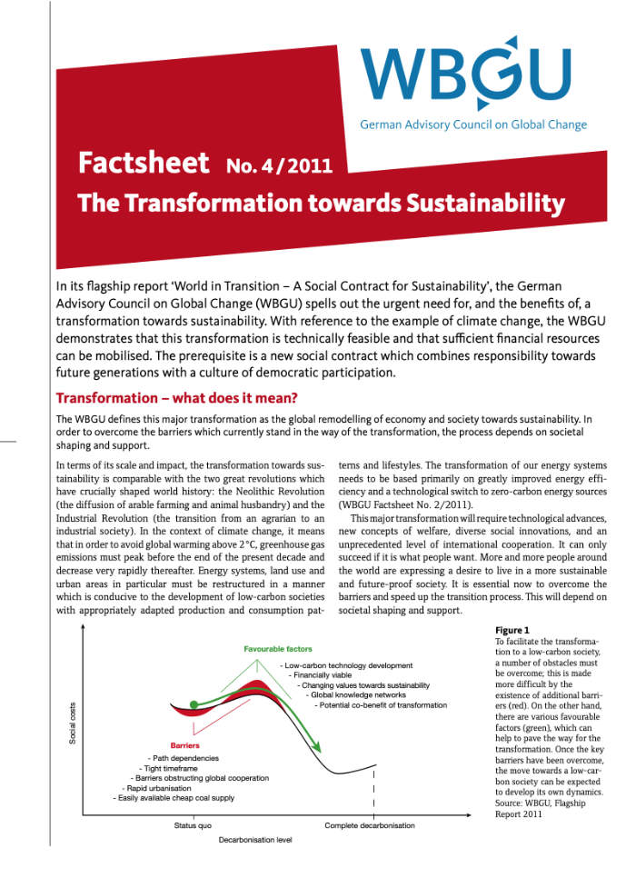Cover: The Transformation towards Sustainability 