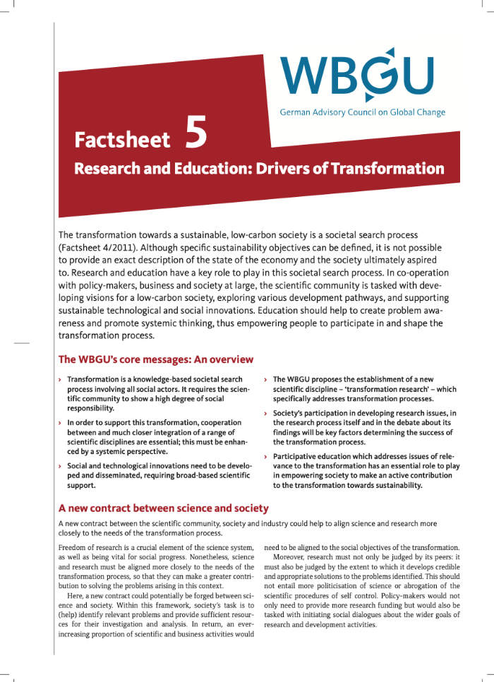 Factsheet: Research and Education - Drivers of Transformation