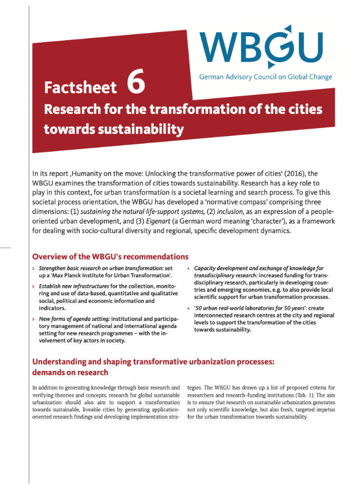 Cover: Forschung für die Transformation der Städte zur Nachhaltigkeit 